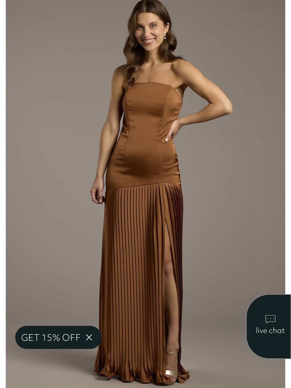 NWT David’s Bridal Strapless Matte Satin Pleated Drop Waist Dress
